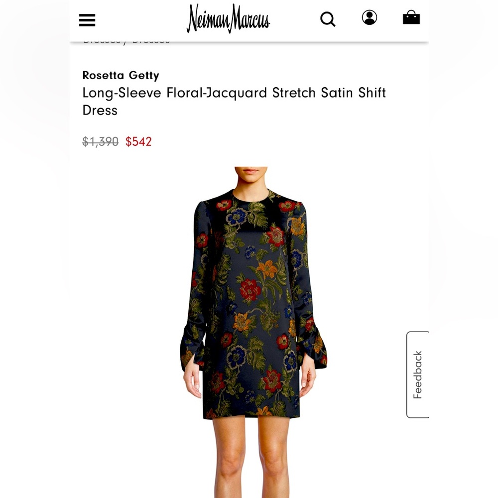 NWT Rosetta Getty
Long-Sleeve Floral-Jacquard Stretch Satin Shift dress size…